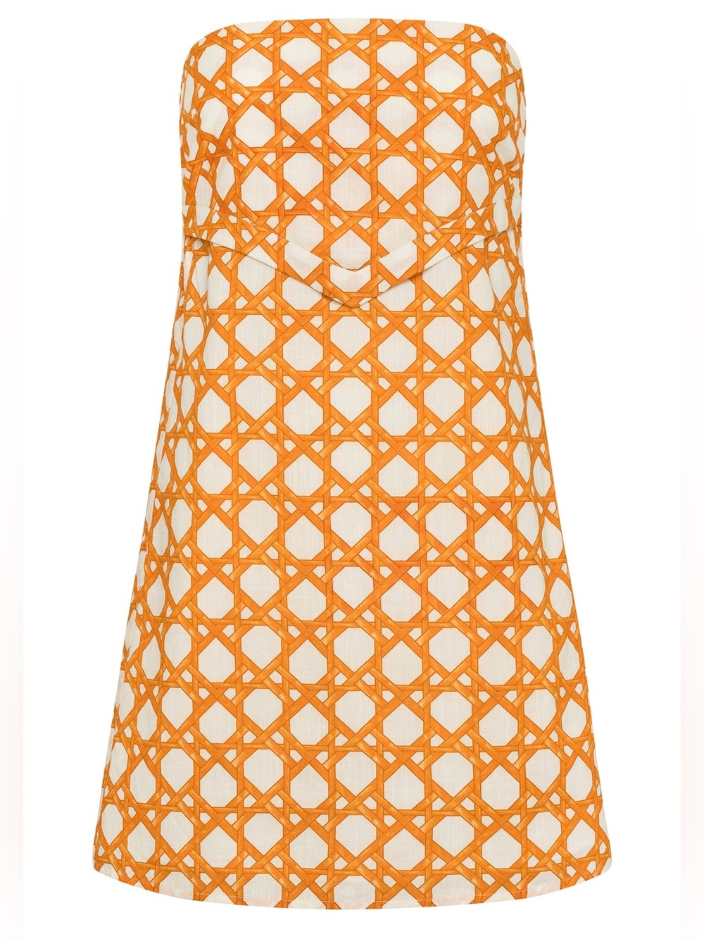 NEW Anna Cate Ella Strapless Dress Sz  XS Bright Orange Trellis Preppy Luxury 13